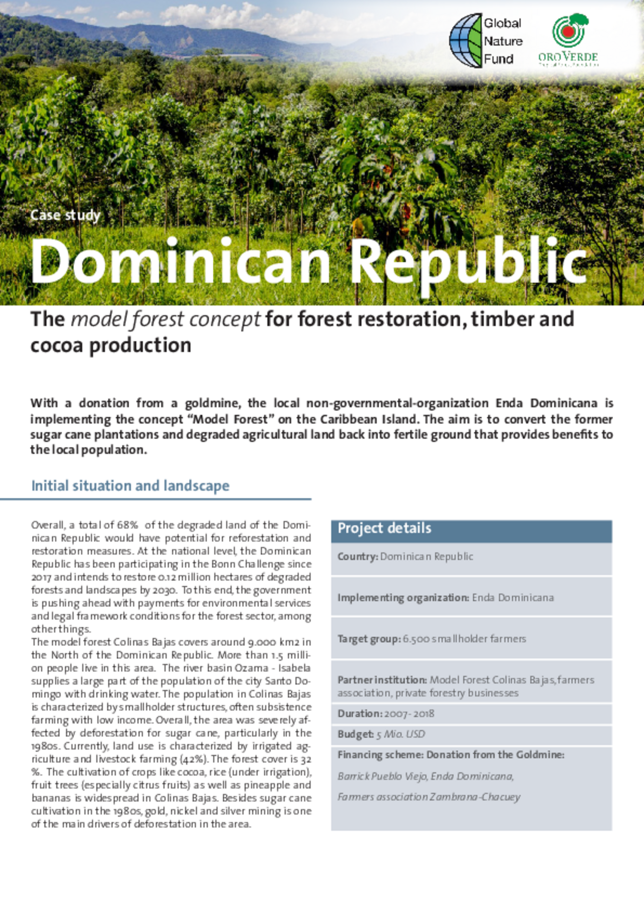 Caste Study Dominican Republic: The model forest concept for forest restoration, timber and cocoa production